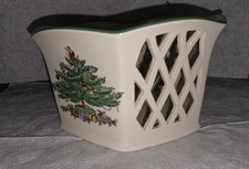 Spode Christmas Tree Pierced Lattice Basket Planter Made in England picture