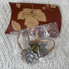 Longaberger Tie-On Falling Leaves Leaf & Acorn 20056 Vintage Pewter Autumn Fall picture