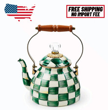 MacKenzie-Childs Emerald Check 2 Quart Tea Kettle, No Import Fee picture