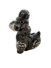 Black White Poodle Figurine Japan Redware Hand Painted Mini Vintage picture