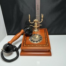 Victorian Style Wood & Brass Rotary Dial Desk Phone - Henian Ltd - Taiwan picture