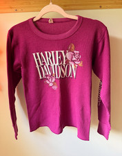Rare vintage Harley-Davidson Purple Waffle Knit Thermal Long Sleeve Size S picture