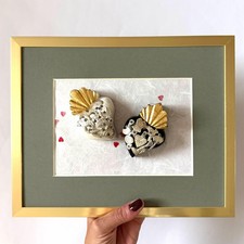 Tin Retablo Art, Eclectic Home Accent, Framed Dos Enamorados 10.5