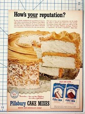 Pillsbury Cake Mixes Vintage Magazine Ad 1950s How's Your Reputation Cake picture