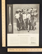 Vintage 1955 Gorham Celeste Sterling Silverware B&W Print Ad Full Page 1950s picture