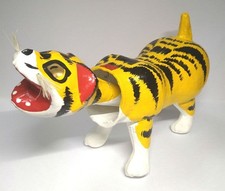 Japanese Hariko Tiger Papier Mache Folk Art Bobblehead 23cm Yellow Black picture