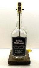 Evan Williams Large 1.75L Whiskey Liquor Bottle TABLE LAMP LIGHT Wood Base Decor picture