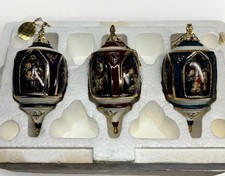 Vtg Bradford 3 Miracles of Light Nativity Peace Love Hope Porcelain Ornaments picture