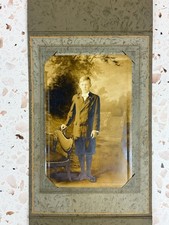 Antique Cabinet Card Photo Young Boy Portrait In Green Folder picture
