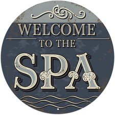 Welcome To The Spa Sign With Ornate Lettering And Tin Metal Signs Home Décor picture
