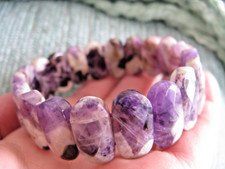 NEW CHUNKY NATURAL BRAZILIAN SUPER 7 AMETHYST CRYSTAL GEMSTONE BRACELET--8 1/2
