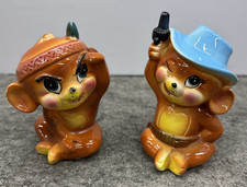 Vtg Jerry and Tuffy Cowboy Indian Salt Pepper Shakers Mouse Anthropomorphic picture