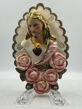 Vintage Chalkware Christ Jesus. Early 1960s Stamp On Back. And Hanger. 6” X 8” picture