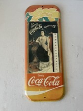 Vintage-style Coca-Cola Metal Advertising Wall Thermometer Made In USA Works picture