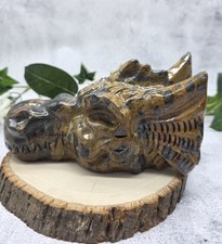 Mountain Jasper Dragon Head Skull Hand Carved Stone 2 lb 10.6 oz Fantasy Decor picture