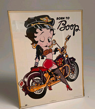 Vintage 1993 Betty Boop Born to Boop Motorcycle Framed Poster OSP Publishing picture