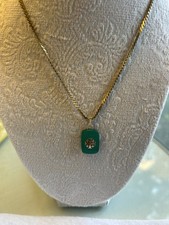 Genuine GemStone Jerusalem Cross Pendant Marked 14K Gold Pendant 10K Gold Chain picture