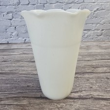 Vintage Hazel Atlas Glass Co. Milk Glass Vase Planter Ribbed with Fluted Rim A15 picture