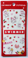 SWIMMER Rabbit Strawberry Cherry Clear PVC Sticker Sheet Japan picture