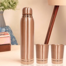 Indian Pure Copper Water Bottle. Hand Crafted Premium Quality water Bottle. picture