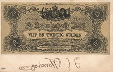 Vintage Netherlands 25 Gulden Banknote Postcard De Nederlandsche Bank Middelburg picture
