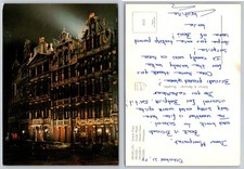 Vintage 1977 Grand-Place Brussels Belgium Night Photo Postcard picture