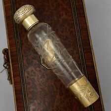 Antique French Sterling Silver Gilt Vermeil Glass Liquor Flask Perfume Bottle picture