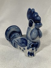 Vintage GZHEL Blue & White Rooster Russian Figurine  picture