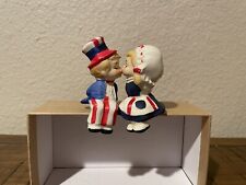 Vintage Lefton Ceramic Betsy Ross & Uncle Sam Kissing Bench Sitters *Rare* picture
