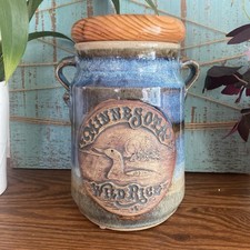 Minnesota Wild Rice Duck  Drip Glaze Pottery Kitchen Container W Seal Signed picture