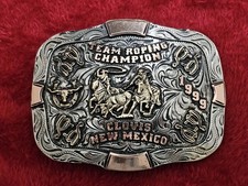 Team Roping X~Treme Rodeo Champion☆TROPHY BUCKLE☆Clovis New Mexico☆1999☆Rare☆949 picture
