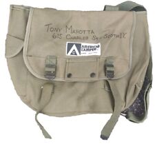 VTG American Camper Backpack Canvas Knapsack Bag Green Messenger Buckle Military picture