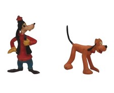 1960's Marx Disneykins Pluto & Goofy Miniature Figures Orig Stickers VTG READ picture