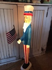 Blow Mold Nostalgic Uncle Sam With Flag Made In America Union Products LIGHTED picture