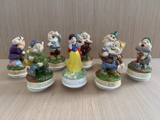Vintage Schmid Disney Snow White Seven Dwarfs Ceramic Music Box Set Complete 8 picture