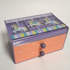 Vintage 1991 Sanrio Carousel Horses Jewelry Box Pink Purple Organizer Ponies picture