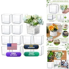 Tioncy 4'' x 4'' 12 Pcs Cube Clear Flower Vase Acrylic Flower Vase Square picture