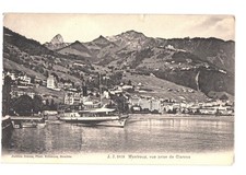 Jullien Freres 1909 Montreux Switzerland Steamer Lake Geneva Mountains Postmark picture