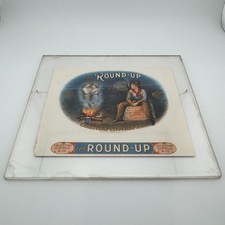 Antique Round-Up Cigar Label Celestino Costello Lucite Framed Advertising picture