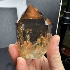 195g Natural Citrine Quartz Obelisk Crystal Energy Point Reiki Decor+Stand picture