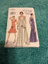 Vogue 7571 Pattern 1920s Flapper style Dress 8 10 12 Close fit flare Evening UC picture