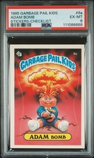 Topps 1985 Garbage Pail Kids Adam Bomb Checklist Sticker #8a PSA 6 picture