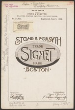 Boston Mass 1890s Stone & Forsyth Signet Trade Mark Wrapping Paper Print picture