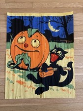 RARE Antique Vintage Halloween Crepe Paper Panel Decoration 20”x16” Dennison 20s picture
