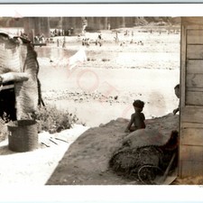 c1950s Seoul South Korea Han River Bridge Snapshot Photo Shanty Town Child Vtg picture