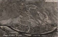 RPPC Lewiston ID Spiral Highway US 95 Aerial WES Fotoshop c1940s postcard NP7 picture