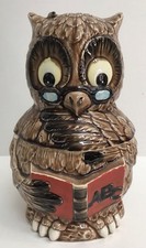 Vintage 1960s Wise Owl Cookie Jar ABC Teacher Glasses Book 12