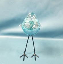 Murano Style Hand-Blown Glass Bird W/ Metal Legs 10