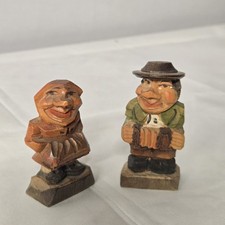 Vintage Anri Hand Carved Set Accordion Figures Italy Folk Art E28 picture