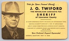 J. O. Twiford Sheriff Campaign Card 1946 Lawrence County Deadwood South Dakota picture